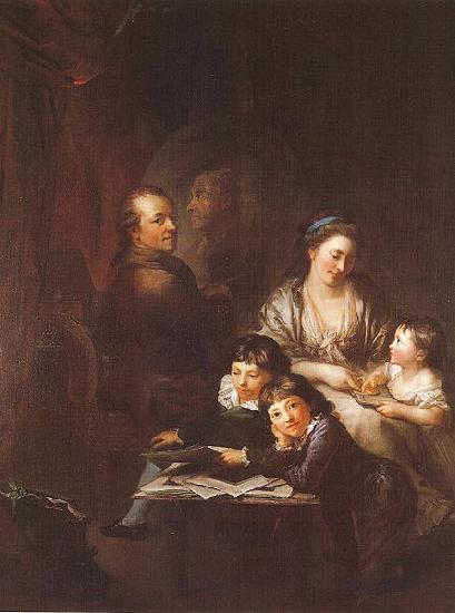 Anton  Graff Artists family before the portrait of Johann Georg Sulzer oil painting image
